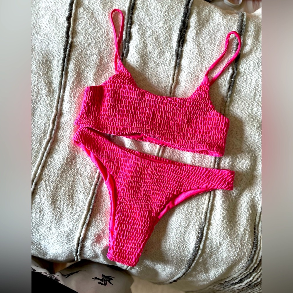 Bright pink bikini